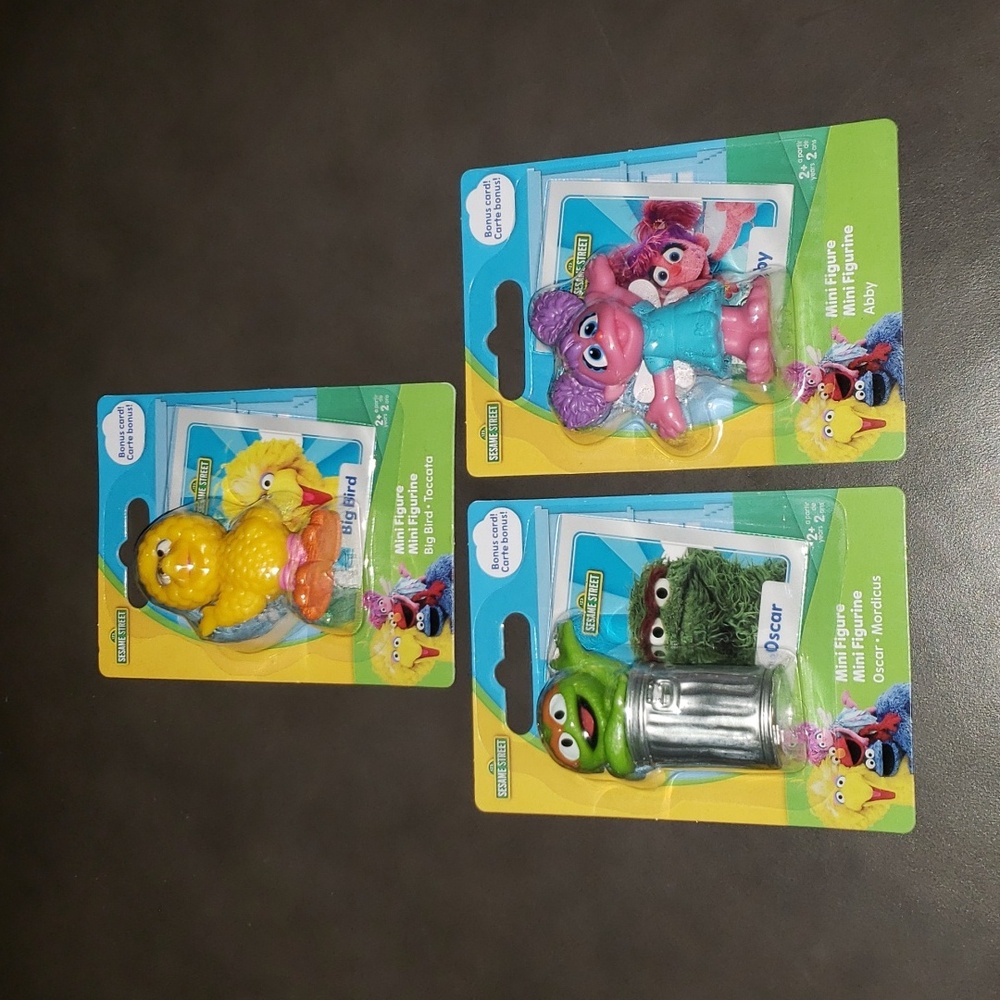 Sesame Street Big Bird, Abby, Oscar Mini Figurine